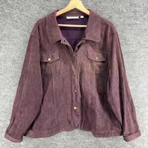 Bamboo Traders Jacket Women 3X Plus Brown Button Up Collared Long Sleeve Pockets
